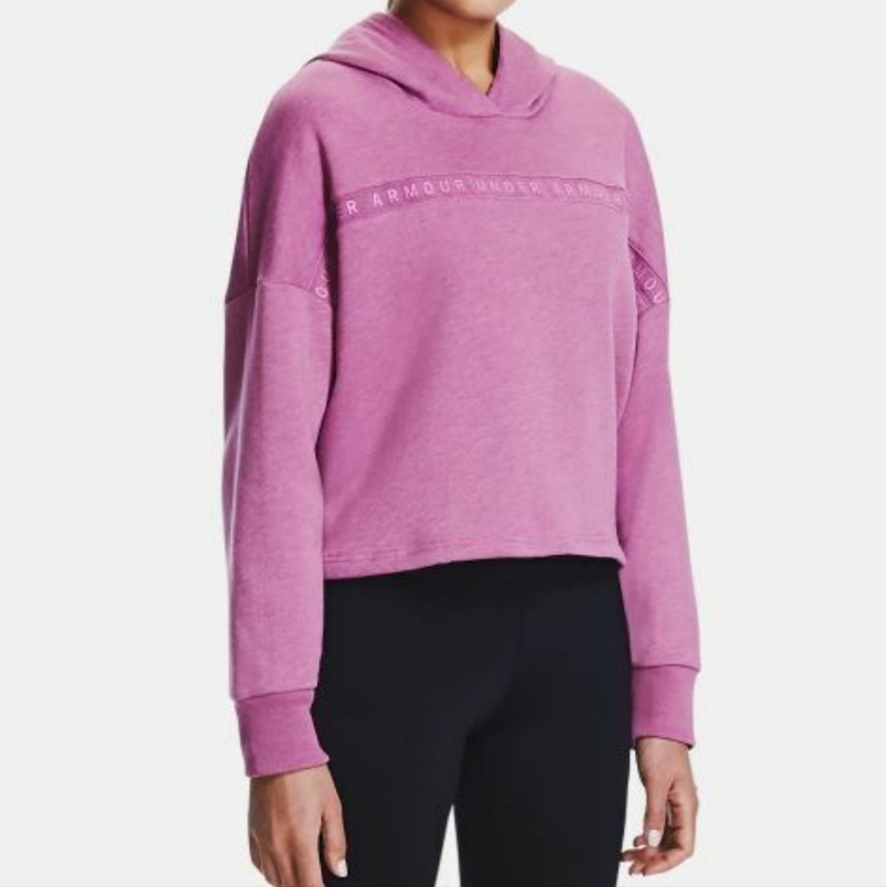 Under Armour UA HeatGear Taped Fleece Hoodie Purple Lilac CroppedSweatshirt